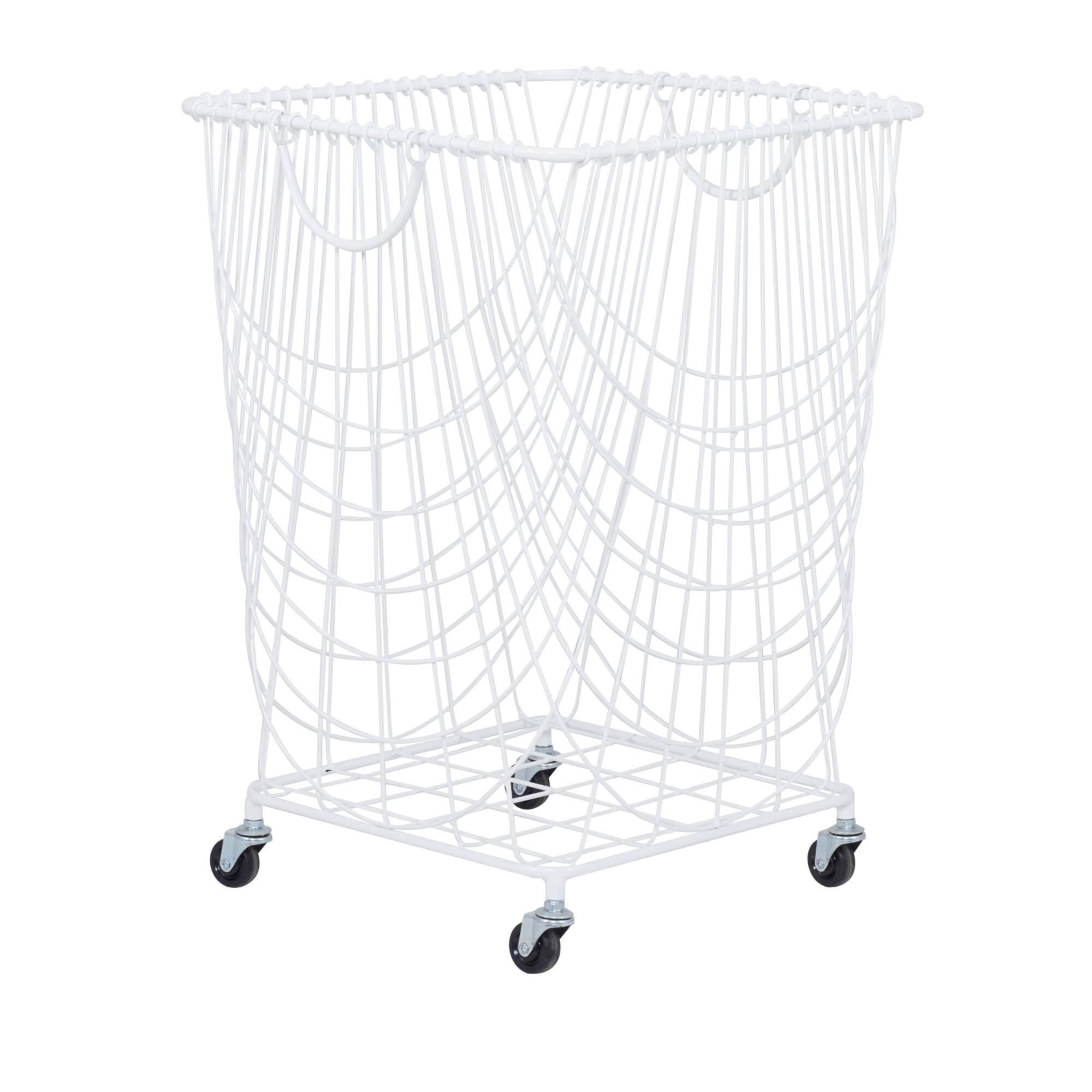 White Iron French Country Storage Cart, 17" x 17" x 17"